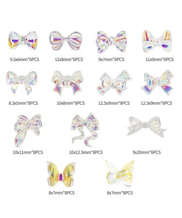 Ownsig 102pcs Resin Butterfly Bow Nail Charms - DIY Colorful 3D Nail Art Designs - 13 Styles Flatback Bow Nails Jewelry - Bows Only - Buy Online on GoSupps.com