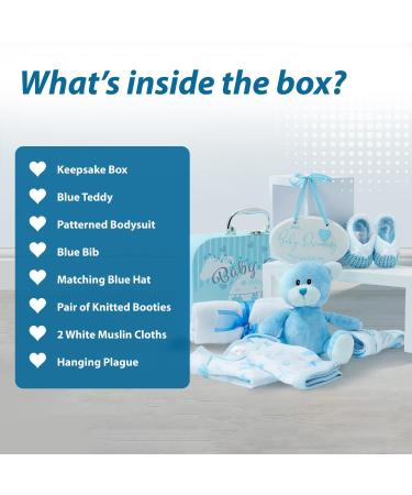 Baby Box Shop Baby Boy Gifts Newborn - 7 Baby Shower Gifts for Baby Boy includes New Baby Boy Gifts in a New Born Baby Gift Set New Born Baby Boy Gift Baby Boy Hamper for New Born Baby - Blue - Buy Online on GoSupps.com
