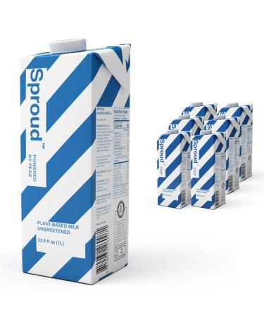 Sproud Plant Based Pea Milk - UNSWEETENED - 33.8 Fl Oz (Pack of 6) - Powered by Pea Protein - Shelf Stable  100% Non-Dairy, Vegan, Non-GMO - Allergen Free Milk Alternative Unsweetened Pack of 6 - Buy Online on GoSupps.com