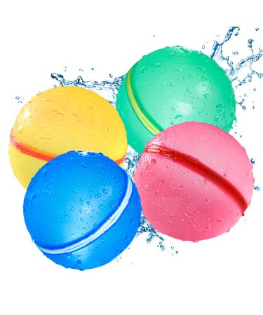 SOPPYCID Tonoviviy Water Bomb Balloons Reusable Refillable Water Balloons for Kids and Adults Magnetic Water Balloons for Summer Toys Pool Toys Summer Parties and Outdoor Toys (4PCS)