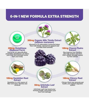 HOLLEGEND Organic Milk Thistle Gummies Liver Support Detox & Repair Supplement - 60 Chewables - Buy Online on GoSupps.com