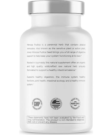 Organic Mimosa Pudica Seed Capsules - 2 Month Supply - Vegan Supplement - Non-GMO - 120 Capsules - Buy Online on GoSupps.com