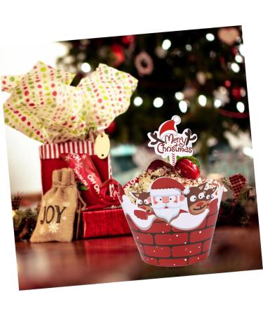 Christmas Decorations 1 Set Cupcake Christmas cake topper fruit cake christmas decor fruit decor holiday cake pick filigree cupcake wrapper snowman cupcake topper Xmas Ca - Buy Online on GoSupps.com