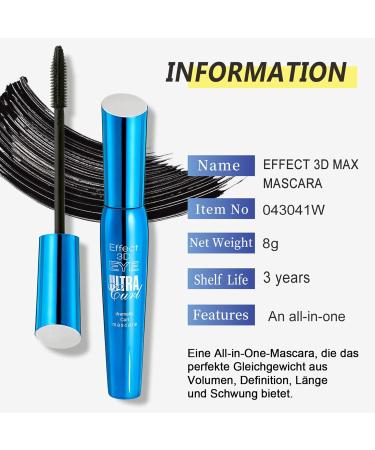 MEITREND 5D Waterproof Mascara Deep Black for Long Lashes Volume & Definition Smudge-proof and Non-Clumping with Silk Fibers Smooth Texture - Buy Online on GoSupps.com