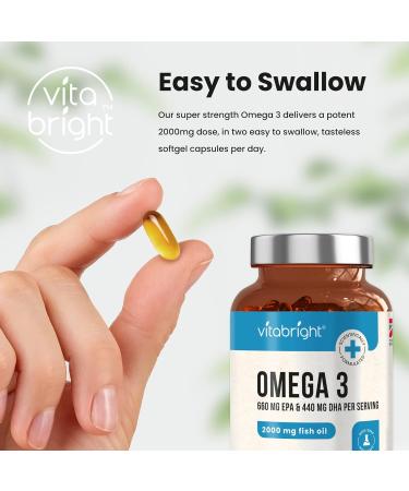 VitaBright Omega 3 Pure Fish Oil 2000mg - 300 Softgel Capsules - 5 Months Supply - Brain, Heart, and Eye Health Support - Made in UK - Buy Online on GoSupps.com