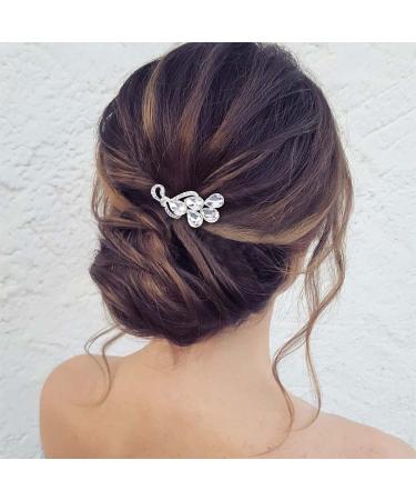 Inilbran Vintage Rhinestone Hair Clip Silver Crystal Wedding Hair Barrettes Sparkly Cz Hair Pins Hairclip Decorative Bobby Pins Crystal Wedding Headpieces Bridal Hair Accessories for Women Headdress - Buy Online on GoSupps.com