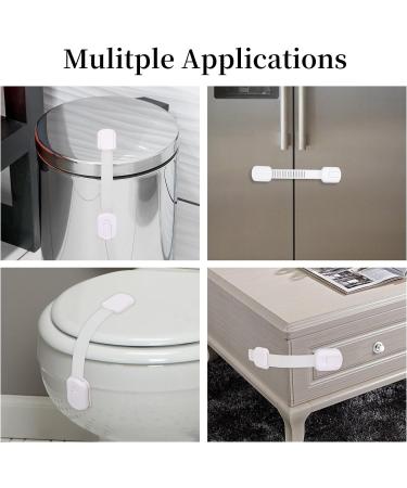 5pcs Child Safety Cabinet Strap Locks - No Screws, Multi Use Latch with Adhesive Pads (White) - Buy Online on GoSupps.com