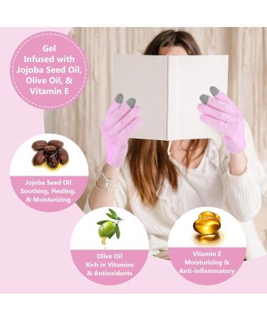 Touchscreen Gloves for Eczema and Dry Hands Overnight- Moisturizing Gloves with Gel Lining Hydrating Cracked Hand Treatment Fuzzy Gloves Touchscreen Fingers Spa Lotion Glove for Women (Pink) - Buy Online on GoSupps.com