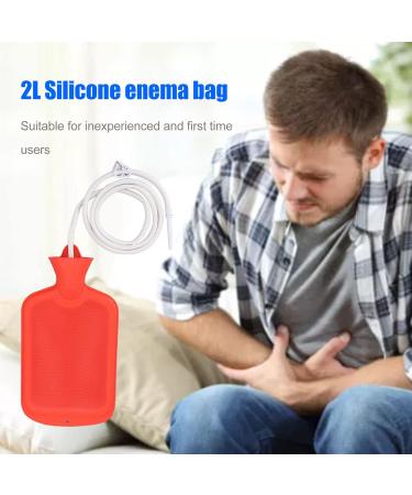 Home Klistier Bag Kit with Hose & Clamp - Silicone Shower & Enema Combo 2L for Intestinal Cleansing (Red) - Buy Online on GoSupps.com
