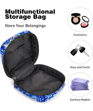 GIAPB Period Bag - Blue Art Flower Pattern Period Pouch & Makeup Travel Bag - Buy Online on GoSupps.com