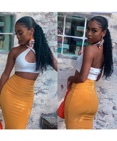 Hair Chignon 12-26 Inch Long Curly Hair Comb with Drawstring Ponytail Brazilian Real Hair Ponytail Wig Bun for Women Daily Use Messy Bun Hair Piece (Color : Black Size : 18Inch 150g) - Buy Online on GoSupps.com