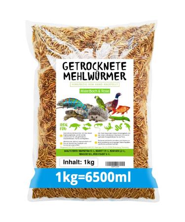 Flourworms dried 1kg (corresponds to 6.5 liters!) Feed in the bag the protein -rich snack for wild birds fish reptiles turtles and hedgehog 1 kg (1 Pack)