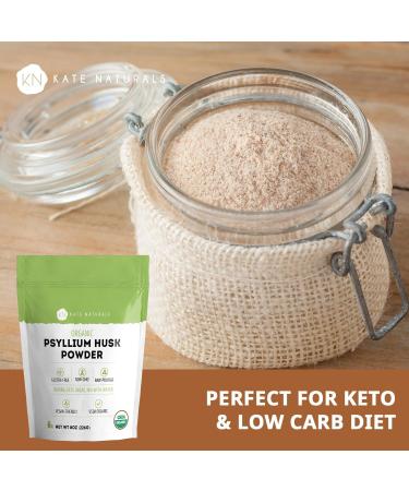 Kate Naturals Psyllium Husk Powder for Fiber Digestion & Baking Bread. Mixes Easily with Juice & Smoothies (8oz Organic Gluten Free Fine Ground) 8 Ounce (Pack of 1) - Buy Online on GoSupps.com