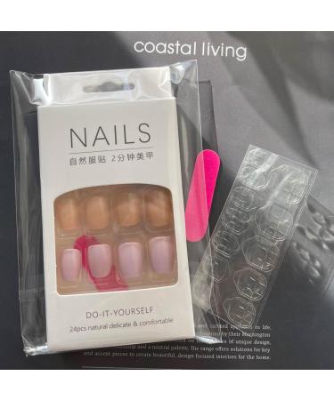 SINLOV Medium Long Square Fake Nails Purple Orange French False Nail Glossy Full Cover False Nails Press on False Nails for Women and Girls - Buy Online on GoSupps.com