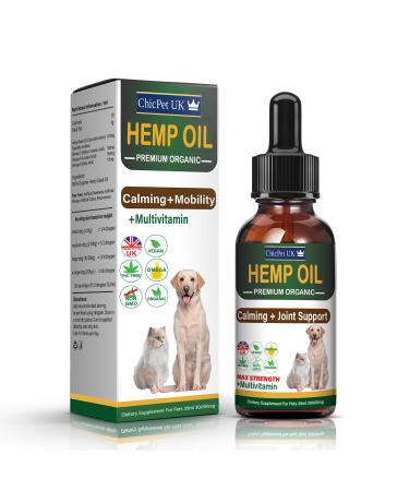 ChicPet UK Hemp Oil for Dogs Cats Pets | Naturally Supports Calming and Mobility | Made in The UK | Organic (30ml)