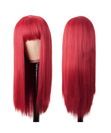 MapofBeauty 22 Red Long Straight Bangs Synthetic Wig - Heat Resistant Cosplay Hair for Women - Buy Online on GoSupps.com