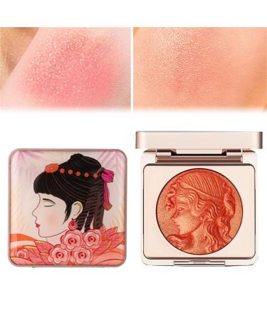 Matte Face Powder Blush Palette Embossed Smooth Powder Blush Palette For Cheeks Long Lasting Blush for Cheeks Powder Blush for All Skins (orange)