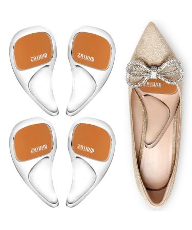 Arch Support Shoe Insoles for Flat Feet Gel Arch Inserts for Plantar Fasciitis Adhesive Arch Pad for Relieve Metatarsalgia and Feet Pain- 2 Pairs (Colorless)