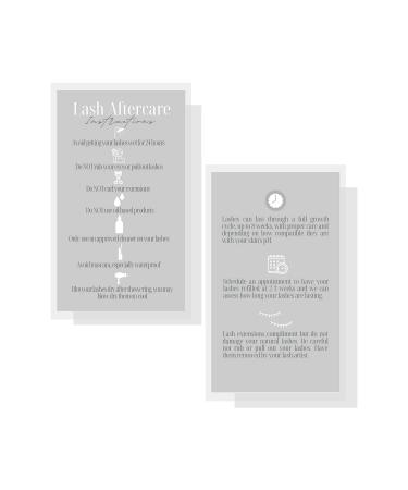 Lash Extension Aftercare Cards | 50 Pack | Double Sided | 3.5x2 inches | Gray & White Design | After Care Instructions for 2-3 Week Fillers - Buy Online on GoSupps.com