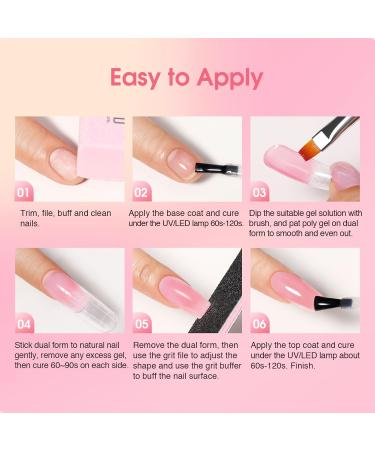 ROSALIND Poly Nail Gel Kit - 8 Colors + White & Brown Nail Art Accessories | Clear Nude Starter Set with Slip Solution & Mini UV Lamp - Buy Online on GoSupps.com