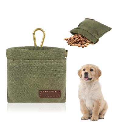 Fanshionide treats for dogs dog eleckerli bag puppy training bag for dogs small food bags for dog training with carabiners feed bag for dog training (army-green)