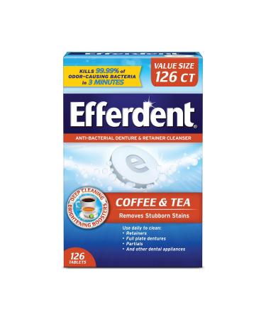 Efferdent Retainer & Denture Cleaner Tablets Coffee & Tea 126 Count