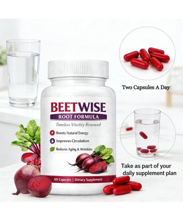 BEETWISE Root Formula | Cold Pressed - Organic Beet Root Capsules Beetroot Supplement Organic Vegan-Friendly Non-GMO Gluten-Free 60 Capsules (3Bottle) - Buy Online on GoSupps.com