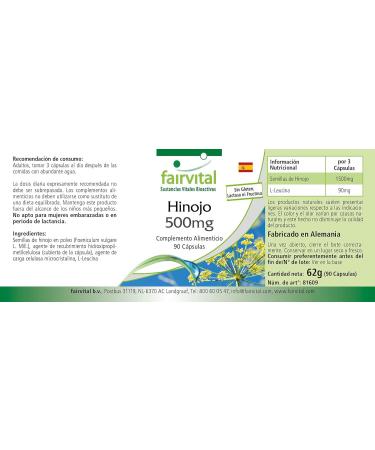 Fairvital | Fennel 500mg - High dosed - 90 capsules - - Buy Online on GoSupps.com