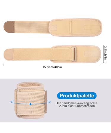 Yasdyri Elastic Adjustable Carpal Tunnel Wrist Support - 2 Pieces for Left & Right Wrist - Ideal for Sports Fitness Arthritis & Tendonitis - Beige - Buy Online on GoSupps.com