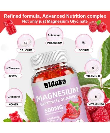 Biduka 900(600+300) mg Magnesium Glycinate Gummies L-threonate Calcium Sodium Vitamin K D B6 Vegan 60 Counts - Buy Online on GoSupps.com
