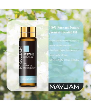 Jasmine Essential Oil MAYJAM 10ML/0.33FL.OZ Premium Jasmine Oils for Soap Candle Making Diffuser Bedroom Living Room Office - Buy Online on GoSupps.com