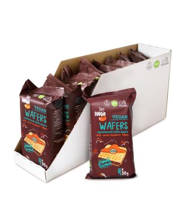 SUPER FUDGiO SUPER FUDGiO Organic Waffles with Cocoa Hazelnut Cream | Sweetened with Dates Instead of Sugar | Palm Oil Free | Vegan Snack 4 x 30g (Pack of 8)