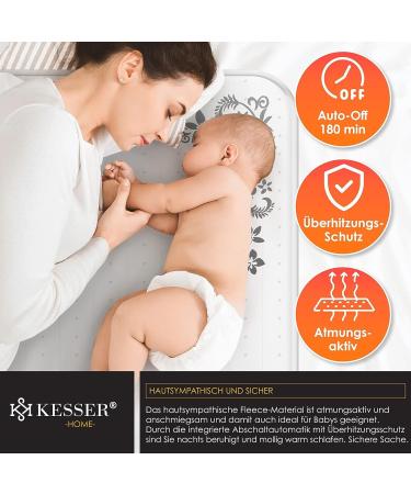 Kesser 150x80cm Heat Under Bed Blanket with Remote Control | Soft Fleece Heating Pad | 3 Temperature Levels | Auto Switch-Off | Ideal for Mattress Heating - White Pattern - Buy Online on GoSupps.com