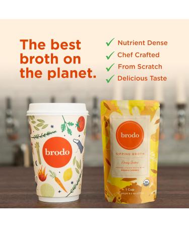 Brodo Deeply Rooted Organic Chicken Broth with Turmeric & Ginger Nutrient-Rich Chicken Bone Broth Organic High in Protein and Collagen for Wellness and Cooking (6x 8.3 oz. Pouches) Organic Chicken with Turmeric-Ginger - Buy Online on GoSupps.com