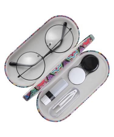 Moko glasses case double -sided glasses case with mirror portable scratch -resistant double case for glasses should glasses reading glasses contact lenses rhombic stingap
