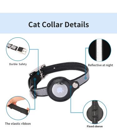 Kocnydey Reflective Airtag Cat Collar - Adjustable Anti-Wing Collar for Cats & Small Dogs (Black XS 19-26cm) | Apple AirTag Compatible - Buy Online on GoSupps.com