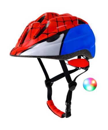 Atphfety Kids Toddler Bike Helmet,Adjustable Boys Girl Helmets from Baby to Children(Age 1-8),Multi Sports for Bicycle Skate Scooter with LED Light S:50 cm - 54cm/19.7-21.2 inch Spider