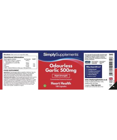 High Strength Odourless Garlic Capsules 500mg - 2X 180 (360) Capsules | Vegan Friendly | UK Made | Heart Health & Circulation Support - Buy Online on GoSupps.com