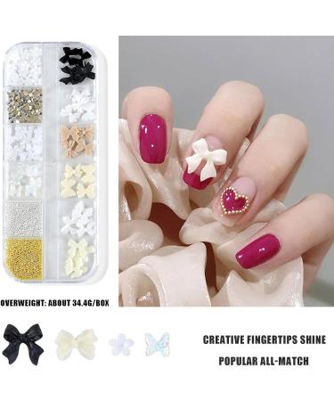 3D Nail Charms 2 Boxes Multi-Shape Aurora Bow Butterfly Flower Nail Art Charms Nail Pearls Rhinestone Caviar Beads Crystal Nail Gems for Nail Art Decoration DIY Crafts (A) - Buy Online on GoSupps.com