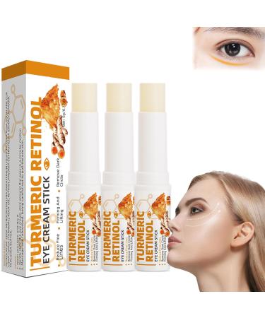 Eye Bags Turmeric Retinol Eye Cream Stick Eye Turmeric Retinol Anti Aging Under Eye Cream Eye Balm Stick Hydrating Eye Cream For Puffiness And Bags Under Eyes (3PCS)
