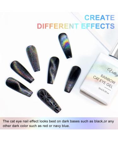 Vettsy Universal Rainbow Cat Eye Gel Nail Polish - Holographic Chameleon Magnetic Gel for Salon Designs & DIY Art - 15ML - Buy Online on GoSupps.com
