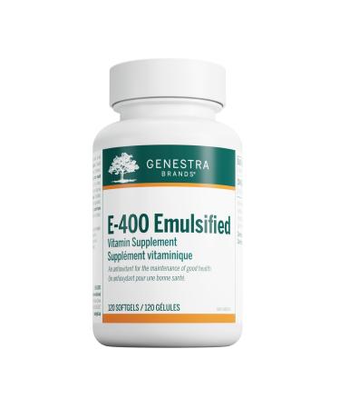 Genestra Brands - E-400 Emulsified - Naturally Emulsified Vitamin E - 120 Softgel Capsules