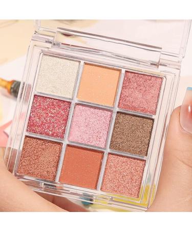AMY'S DIARY 9 Colors Pink Glitter Eye Shadow Palette Eye Makeup Cosmetics  Daily matte Rose glitter shimmer pearl daily party sparkling O08