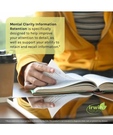 Irwin Naturals Mental Clarity & Information Retention Supplement - Enhance Attention, Retain & Recall Faster - Brain Support with Ashwagandha, Ginkgo & Rhodiola - 60 Softgels - Buy Online on GoSupps.com