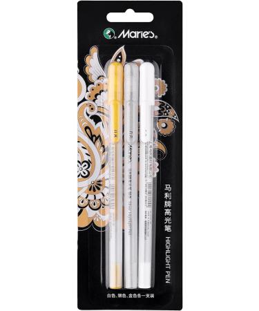 RVOGJP 3 Colors Gel Pen Set - Fine Tip Sketching Pens for Illustration and Drawing - Black Paper Drawing and Adult Coloring - Pack of 3 (White, Gold, Silver) - Buy Online on GoSupps.com