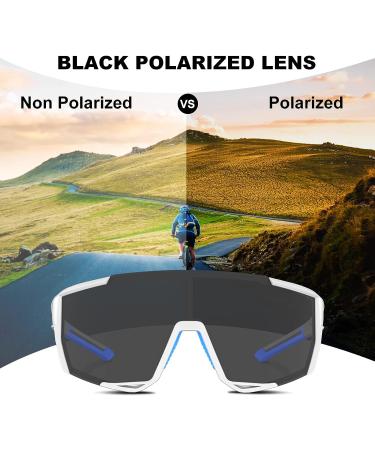HAAYOT Polarized Cycling Baseball Sunglasses for Men and Women - 3 Interchangeable Lenses - White & Blue - Buy Online on GoSupps.com