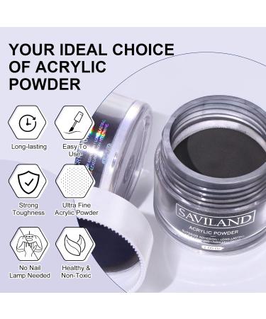 Saviland Black Acrylic Powder 30g Colored Nail Powder for Extension & French Manicure - Buy Online on GoSupps.com