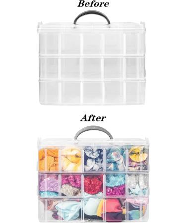 JOYMOMO Hair Bow Holder Organizer - Three-layer Storage Box for Headbands, Clips, Ties, Scrunchies - Baby Girl Hair Accessories Storage - Transparent Organizer for Hair Bows (Accessories Not Included) - Buy Online on GoSupps.com