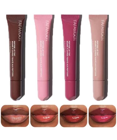 Sitovely Glossy Plumping Lip Gloss Voluminous Lip Balm Nude Colors Lipstick Glossy Plumping Peptide Lip Gloss Lip Butter Balm High-Shine Nude Colors Lip Glow Oil (Pink M)