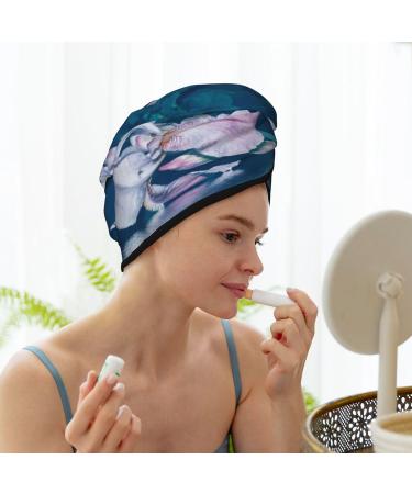 Bright Colorful Iris Flowers Microfiber Hair Towel - Soft Super Absorbent Quick Dry Hair Wrap for Long Curly & Thick Hair - Buy Online on GoSupps.com